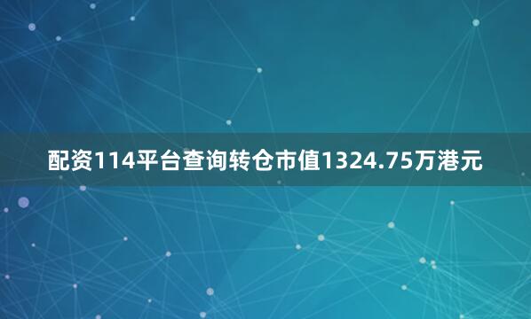 配资114平台查询转仓市值1324.75万港元