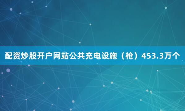 配资炒股开户网站公共充电设施（枪）453.3万个